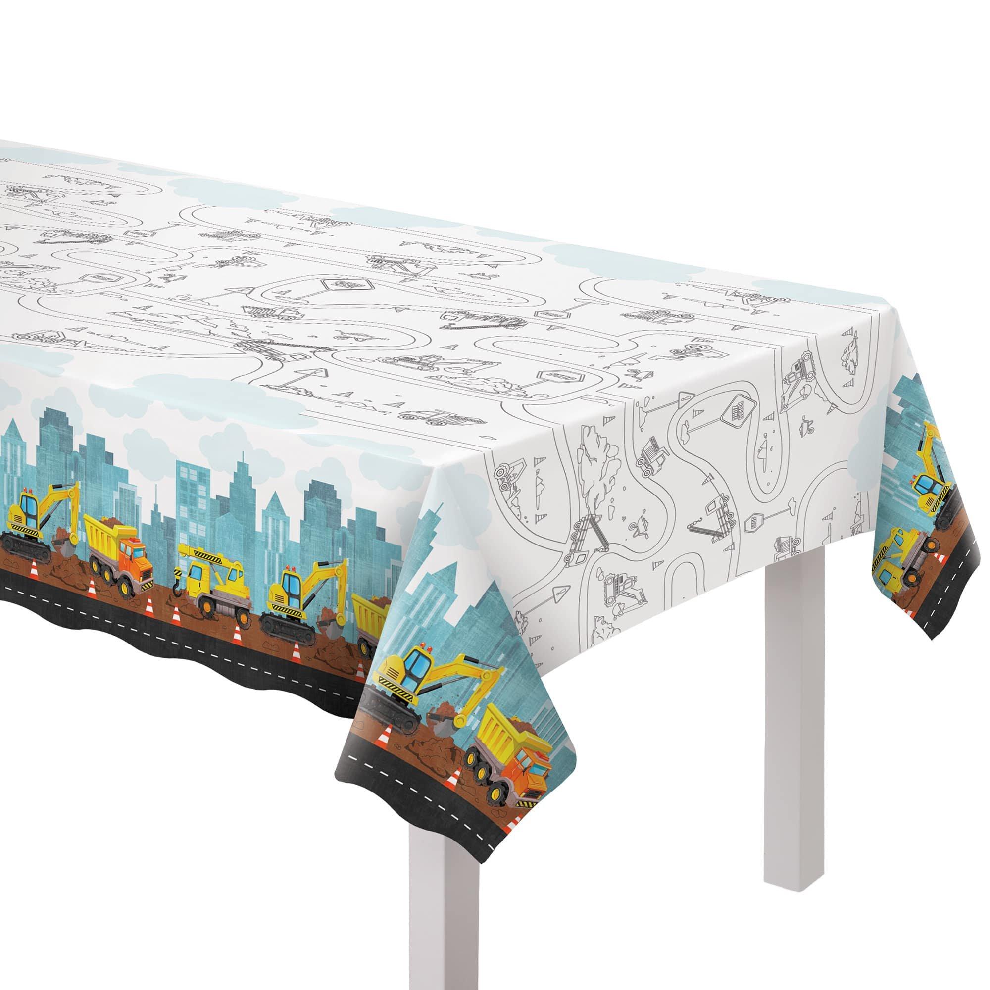 Construction Party Plastic Table Cover, 52in x 96in