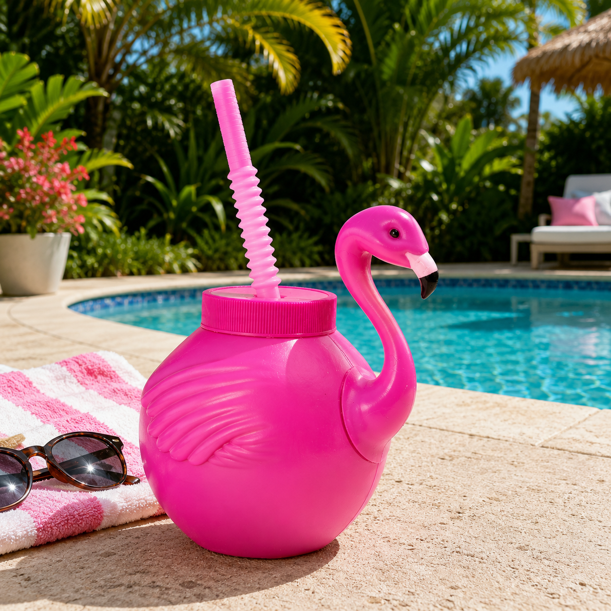 Flamingo Cup with Straw