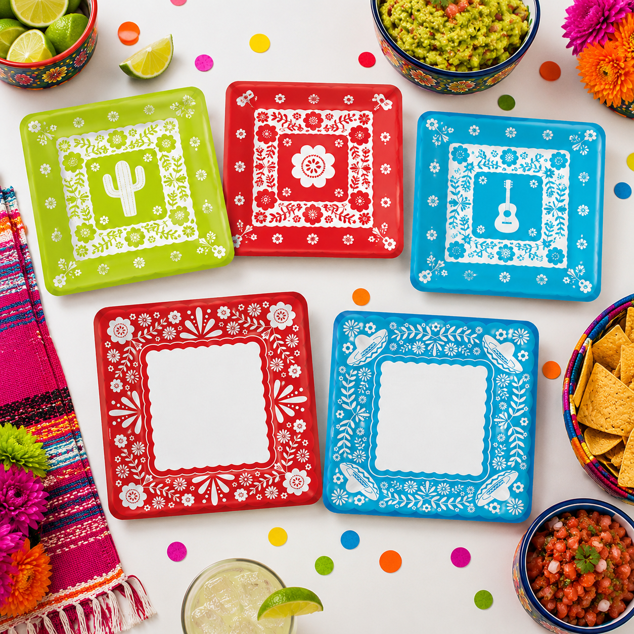 Viva la Party Square Paper Plates, 8ct