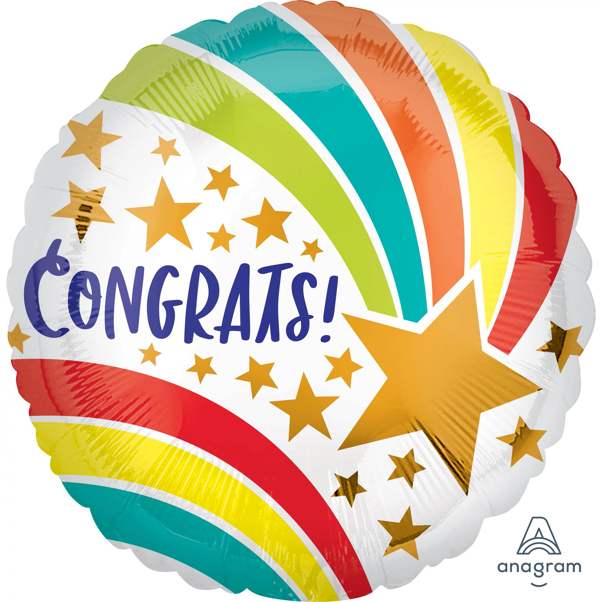 Congrats Rainbow Shooting Star Foil Balloon, 18in