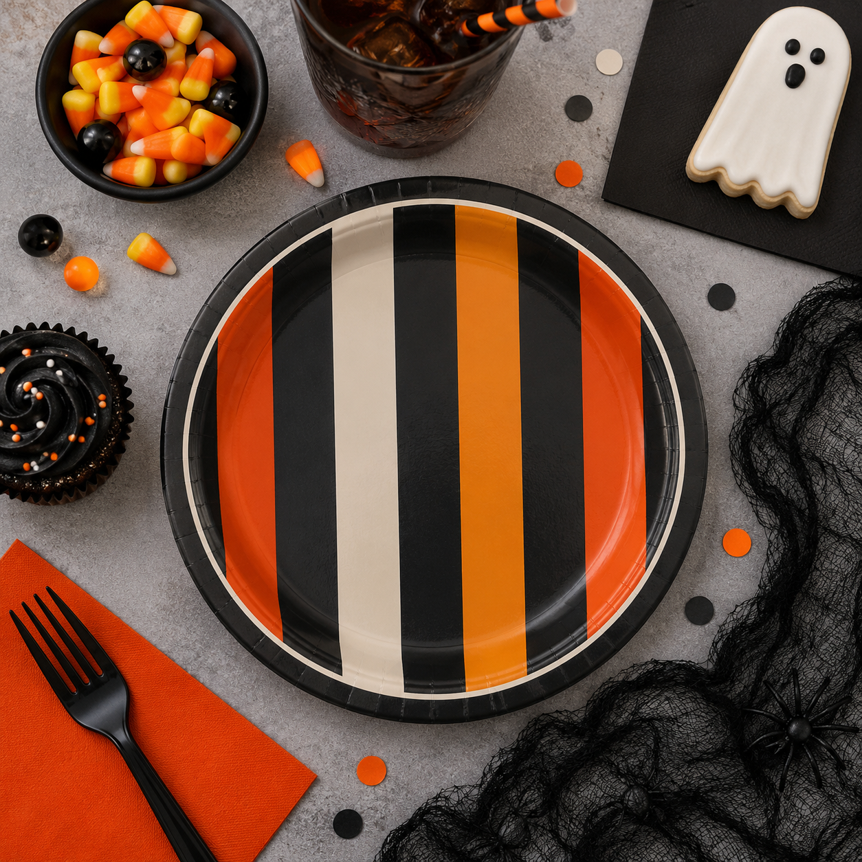 Boo Bash Striped Lunch Plates, 9in, 8ct