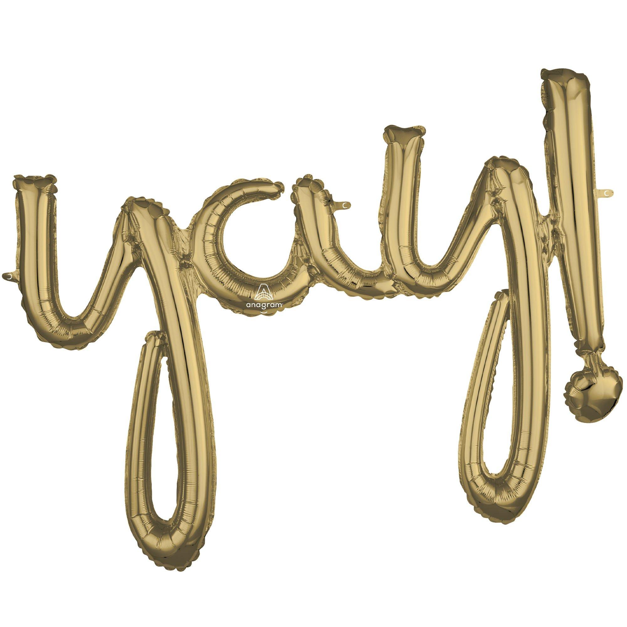 Air-Filled Yay Cursive Letter Balloon Banner, Assorted Colors