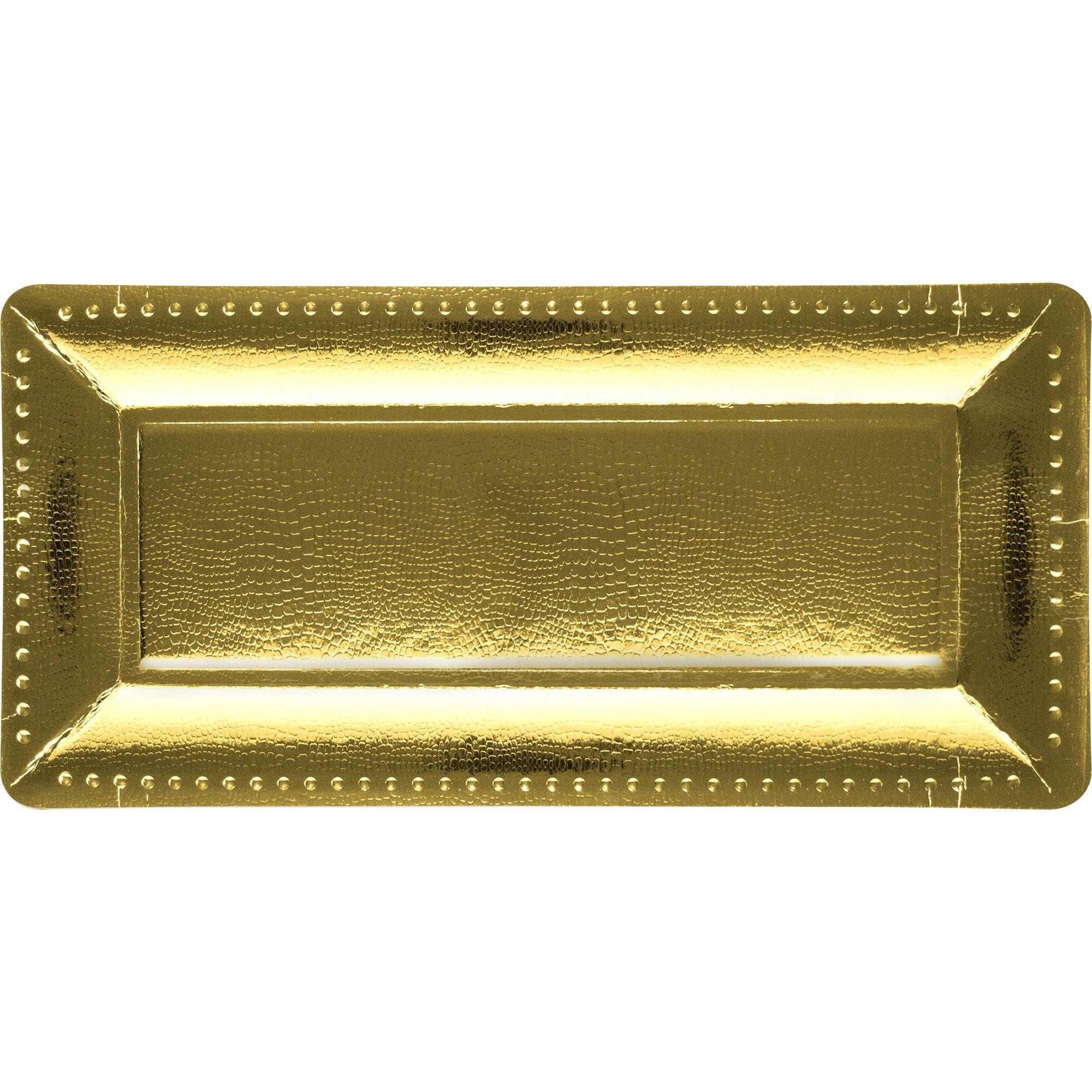 Metallic Long Rectangular Paper Platters, 16in, 3ct, Assorted Colors
