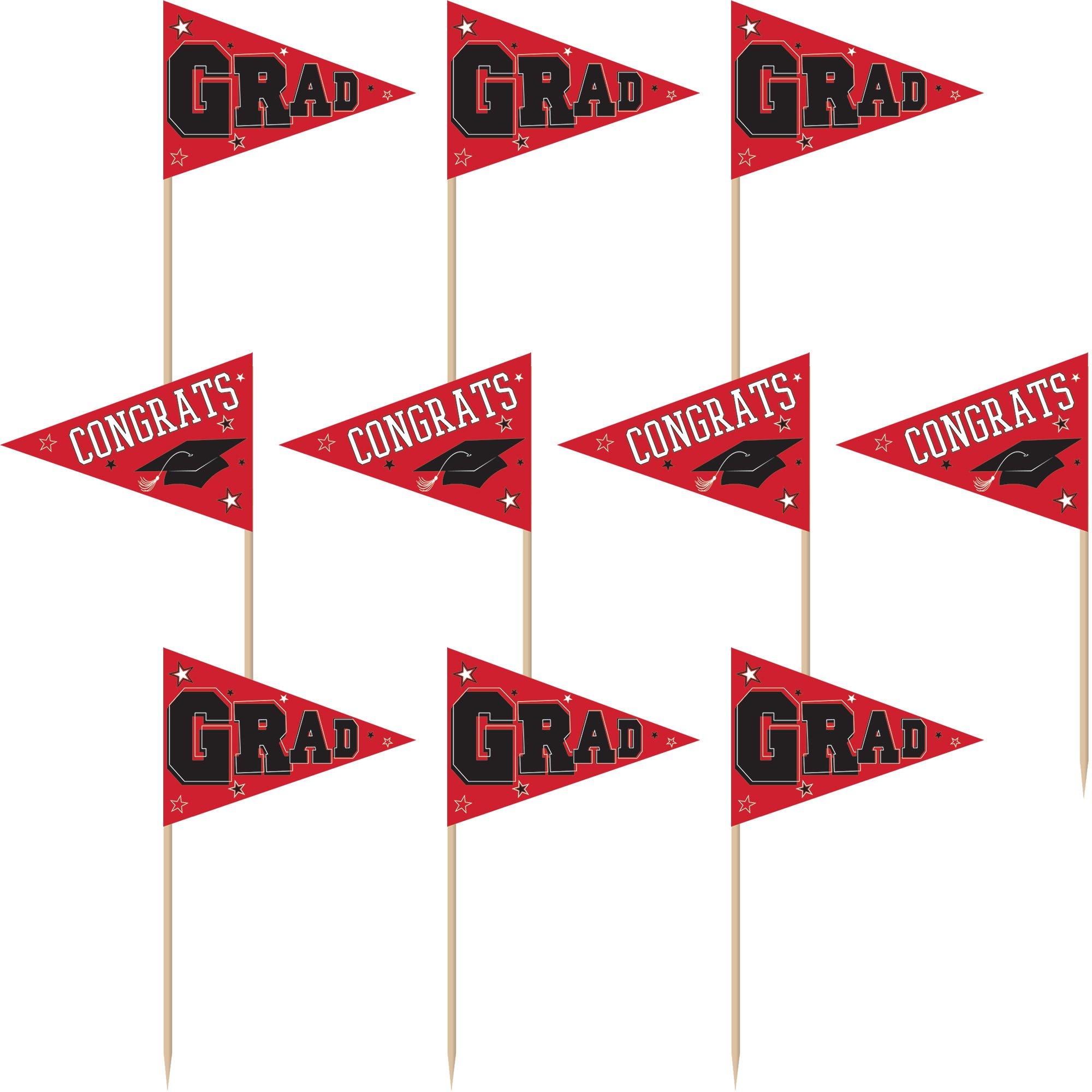 Congrats Grad Party Picks, 3in, 36ct, Assorted Colors