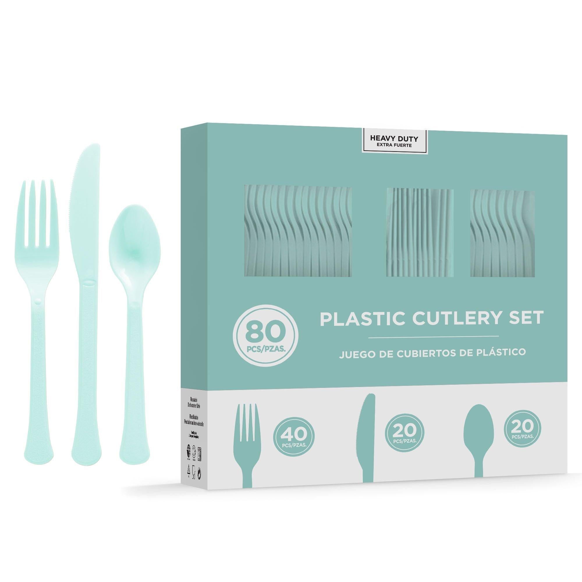 Heavy-Duty Plastic Cutlery Set, Assorted Colors, Multiple Guest Counts