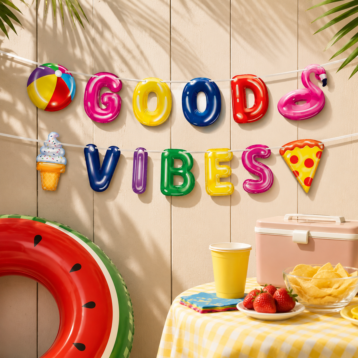 Cool Pool Party Good Vibes Cardstock Banner Set, 2pc, 5ft