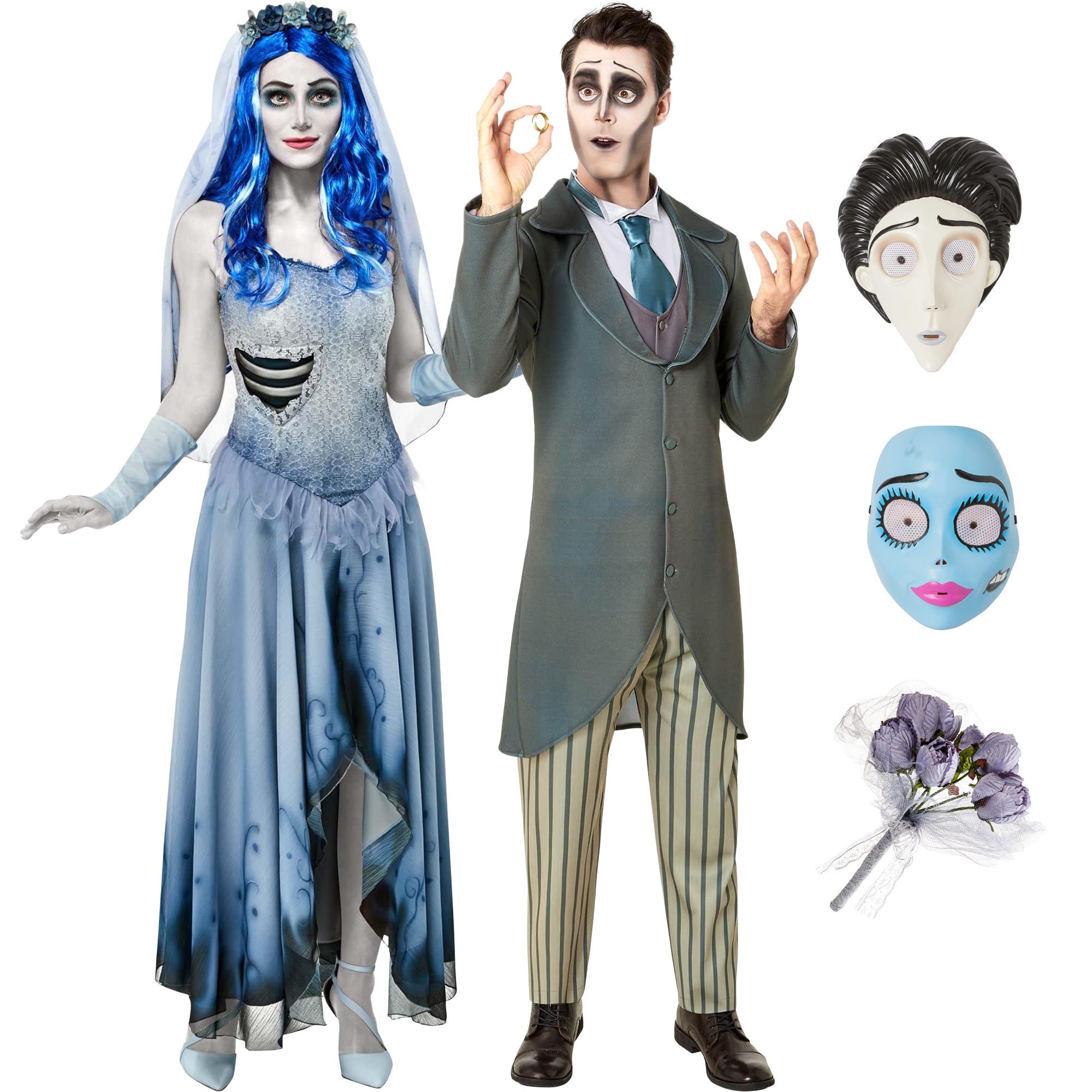 Adult Corpse Bride Emily & Victor Couples Costume