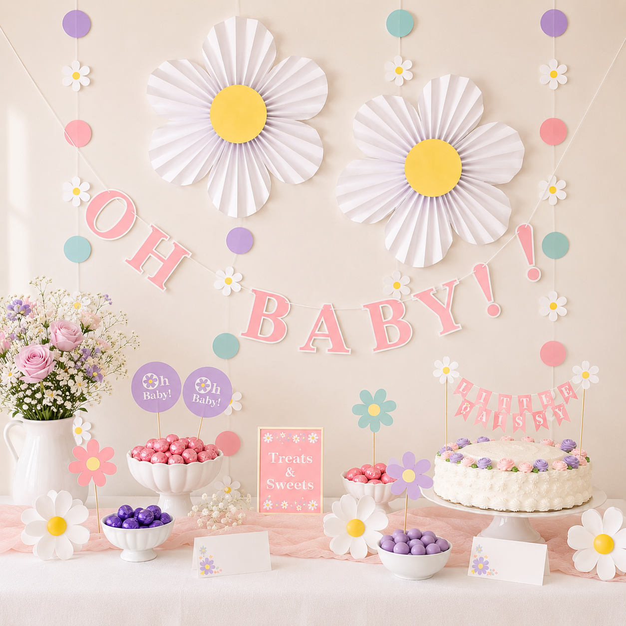 Little Daisy Baby Shower Room Decorating Kit, 27pc