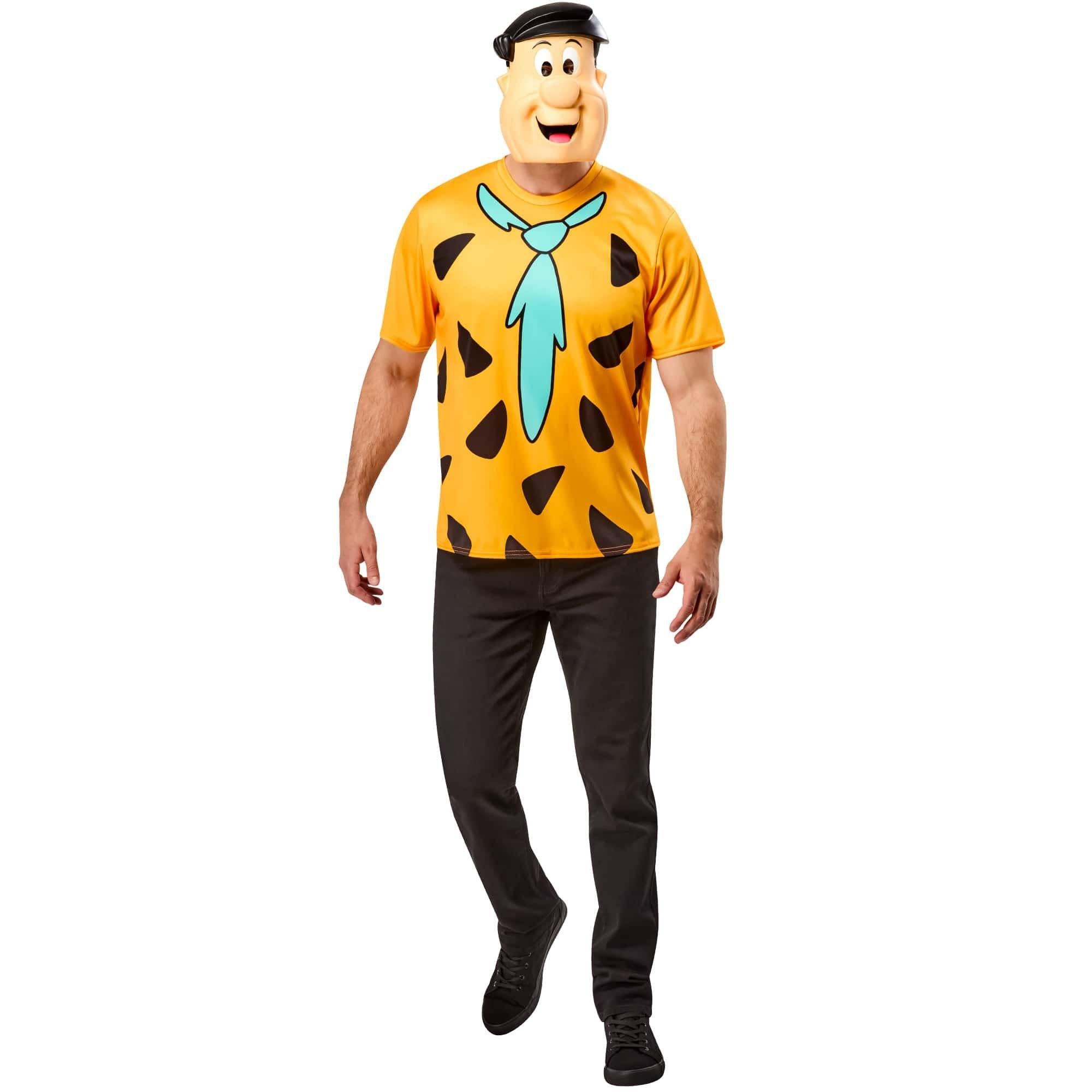 Men's The Flintstones Ben Cooper Fred Flintstone T-Shirt and Half Mask