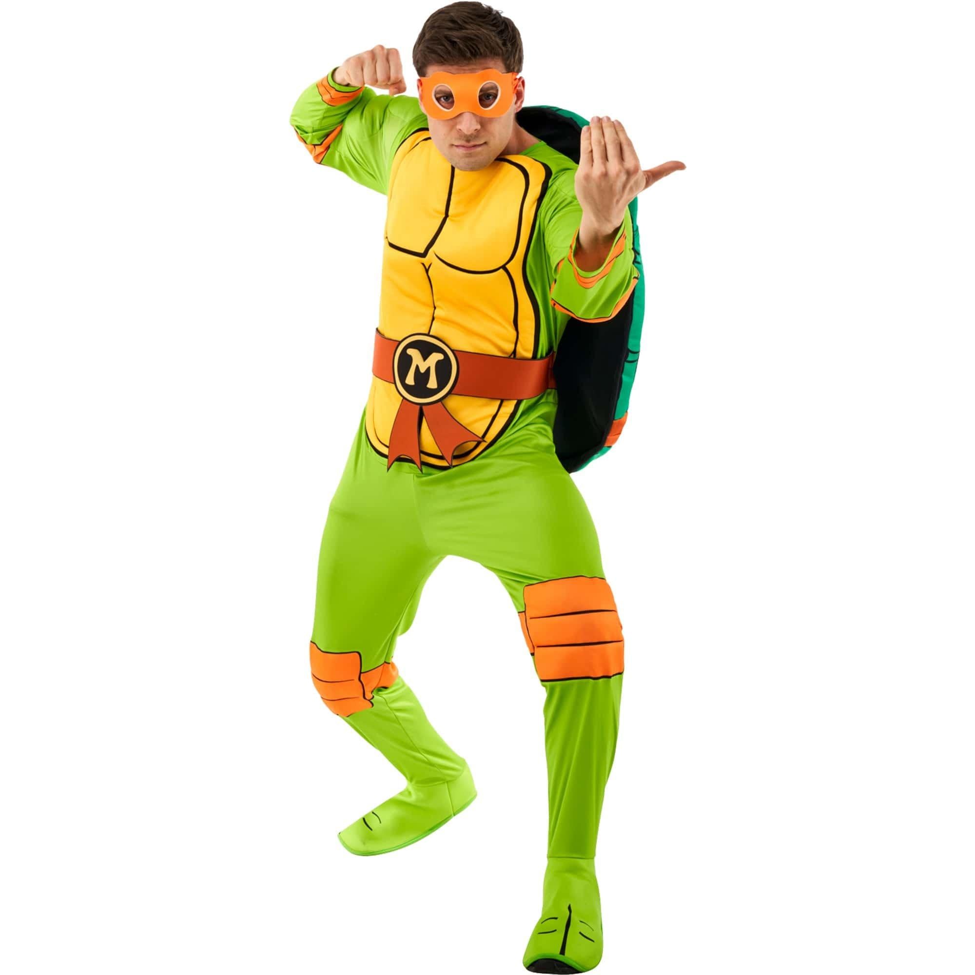 Men's Retro Teenage Mutant Ninja Turtles Michelangelo Padded Jumpsuit Costume - Deluxe