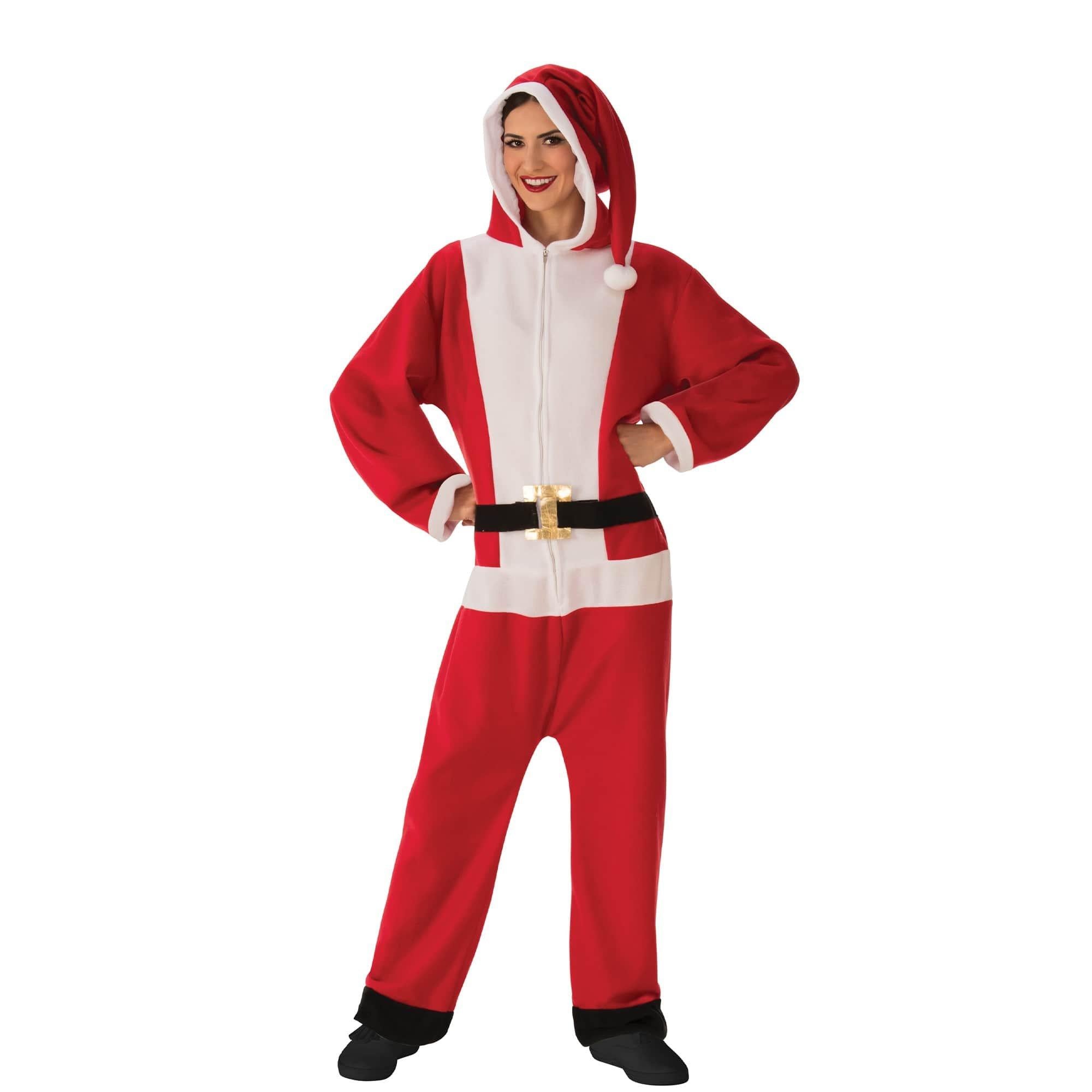 Adult Santa Claus Hooded Jumpsuit Costume